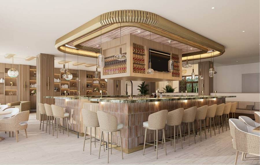 Rendering of the bar and lounge seating